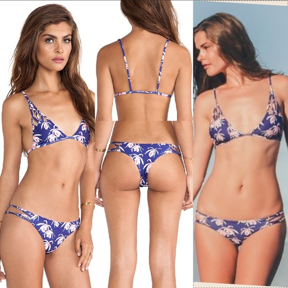 Acacia blue island orchid santorini maui bikini M - Picture 1 of 7